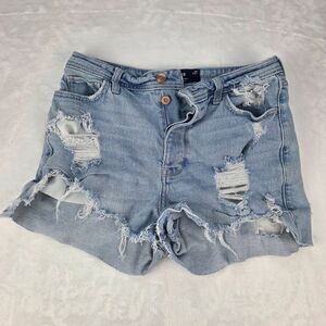 Hollister Womens Ultra High-Rise Mom Short 3" Light Wash Distressed Size 5 (27)